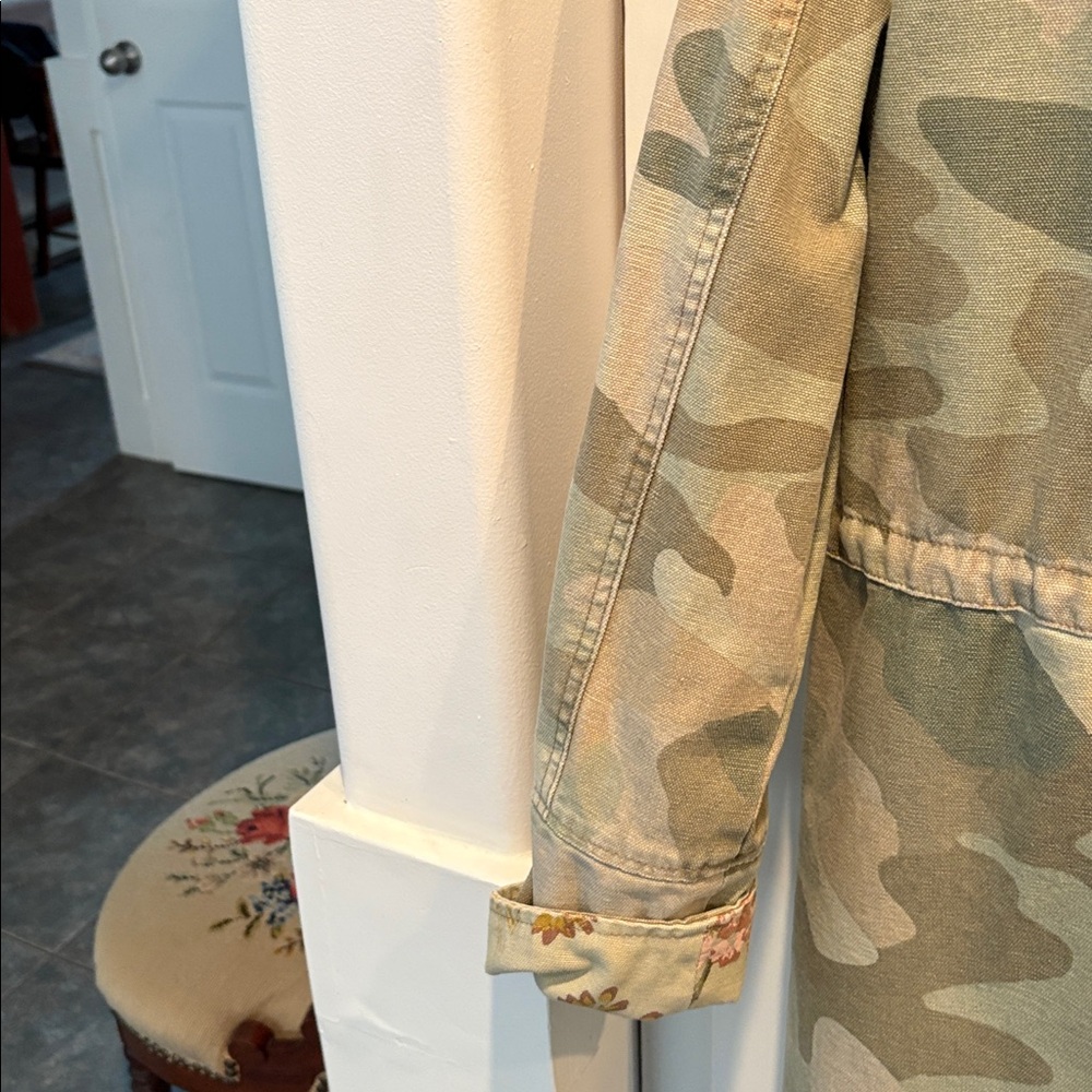 Anthropologie Camouflage Trench Coat - Picture 3 of 6